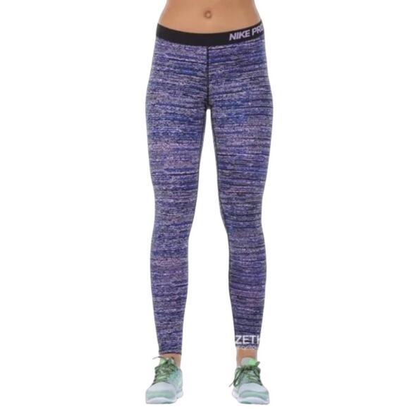 NIKE PRO Dri Fit Full Length Leggings in Purple Space Dye SZ M - Picture 3 of 11